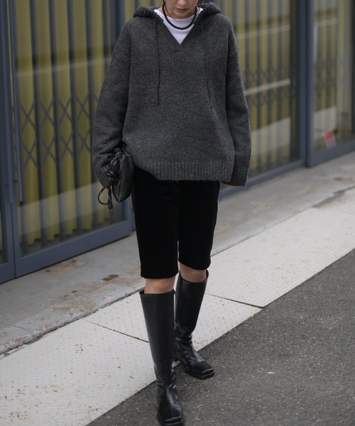 Marient（マリエント）の「フードスキッパーニット（ニット/セーター・レディース・ライトグレー/ダークグレー・FREE）」の6枚目の写真