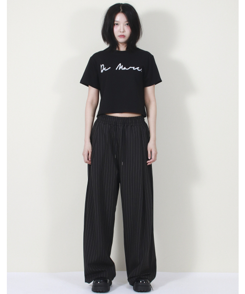 DEMARC（ドゥマーク）の「SOLID STRIPE WIDE PANTS BLACK（スラックス・レディース・その他・MEDIUM/LARGE）」の2枚目の写真