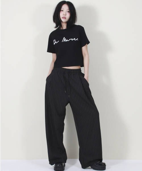 DEMARC（ドゥマーク）の「SOLID STRIPE WIDE PANTS BLACK（スラックス・レディース・その他・MEDIUM/LARGE）」の3枚目の写真