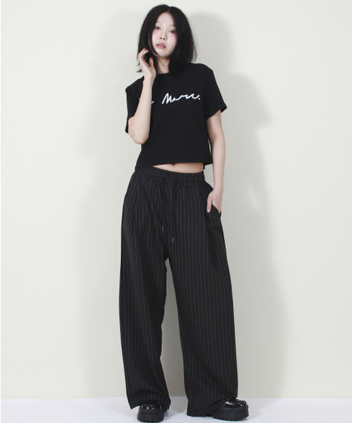 DEMARC（ドゥマーク）の「SOLID STRIPE WIDE PANTS BLACK（スラックス・レディース・その他・MEDIUM/LARGE）」の10枚目の写真