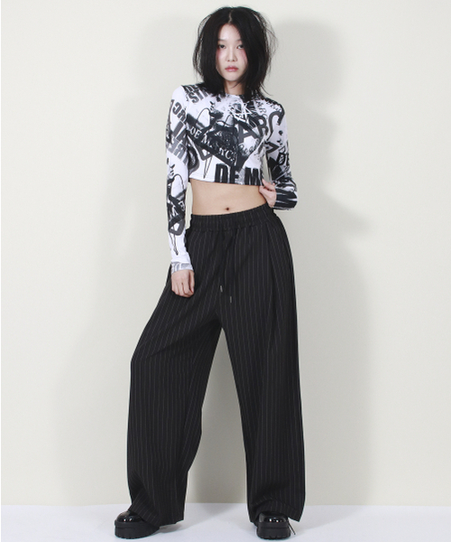 DEMARC（ドゥマーク）の「SOLID STRIPE WIDE PANTS BLACK（スラックス・レディース・その他・MEDIUM/LARGE）」の12枚目の写真