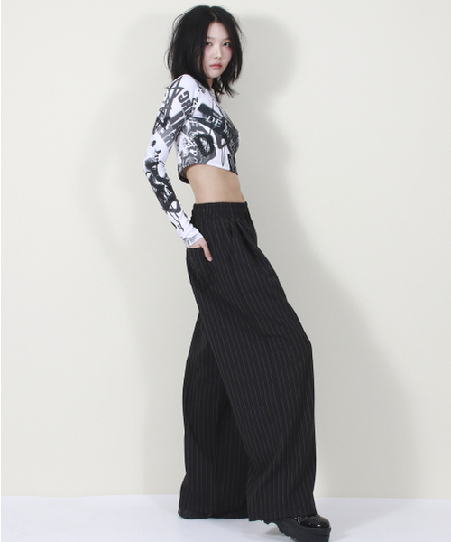 DEMARC（ドゥマーク）の「SOLID STRIPE WIDE PANTS BLACK（スラックス・レディース・その他・MEDIUM/LARGE）」の15枚目の写真