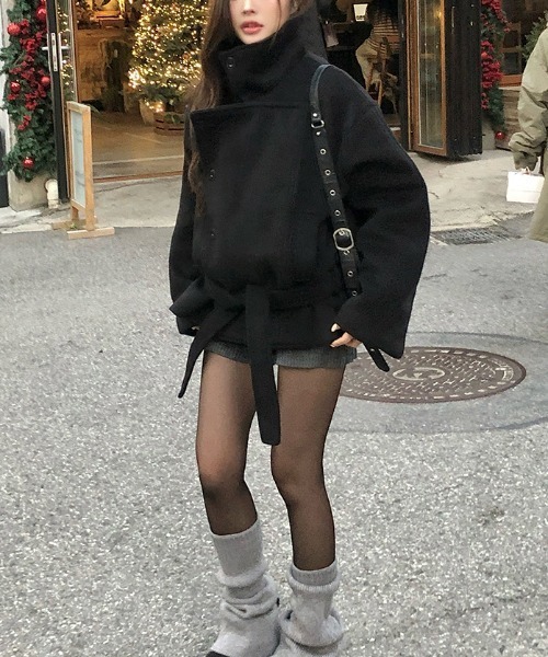 FAVORITO（ファヴォリート）の「リボン襟付きメルトンコート（ピーコート・レディース・ブラック/ブラウン/ネイビー・F）」の16枚目の写真