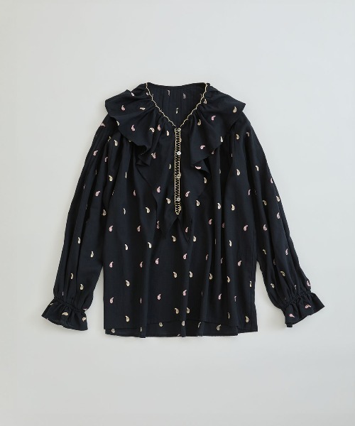 THE SHINZONE(ザ シンゾーン)の「THE SHINZONE/シンゾーン ペイズリー刺繍ブラウス PAISLEY EMBROIDERED BLOUSE 26MMSBL04(シャツ/ブラウス・レディース・ナチュラル/ブラック・FREE)」の2枚目の写真