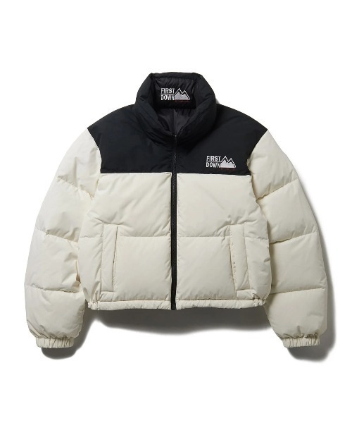 FIRST DOWN(ファーストダウン)の「FIRST DOWN SHORT BUBBLE DOWN JKT MICROFT(R)(ファーストダウン ショート バブルダウンジャケット マイクロフト)(ダウンジャケット/コート・レディース・ベージュ系/ホワイト/ブラック・SMALL/MEDIUM)」の4枚目の写真