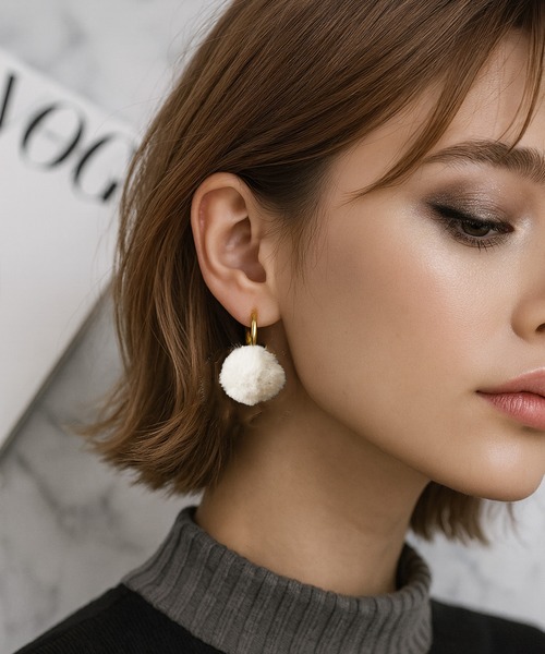 NOLITA LABORATORY(ノリータラボラトリー)の「【 NOLITA / ノリータ 】2WAY フープ × ポンポンイヤリング JOY-SOU(イヤリング・レディース・ホワイト・FREE)」の8枚目の写真