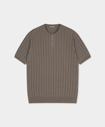 BIRBANTE（ビルバンテ）の「サマーウォッシャブルリブヘンリーネックニット - ベージュ（ニット/セーター）」