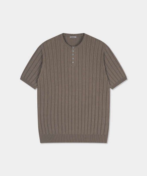 Smart Washable Rib Henley knit - бежевый