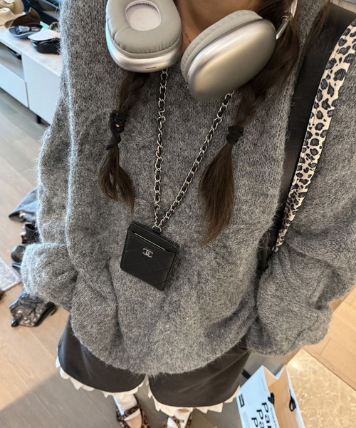 SPIGA(スピーガ)の「リボンジャガードゆったりニット(ニット/セーター・レディース・キャメル/ネイビー/オフホワイト/グレー・FREE)」の6枚目の写真