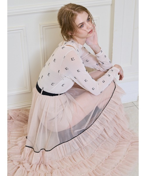 EIMY ISTOIRE（エイミーイストワール）の「チュールティアードレイヤードスカート（スカート・レディース・ホワイト/ピンクベージュ/ブラック・38/36/34）」の12枚目の写真