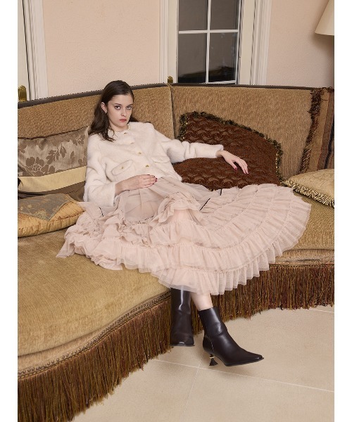 EIMY ISTOIRE（エイミーイストワール）の「チュールティアードレイヤードスカート（スカート・レディース・ホワイト/ピンクベージュ/ブラック・38/36/34）」の10枚目の写真