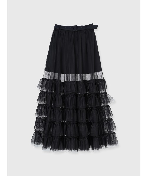 EIMY ISTOIRE（エイミーイストワール）の「チュールティアードレイヤードスカート（スカート・レディース・ホワイト/ピンクベージュ/ブラック・38/36/34）」の17枚目の写真