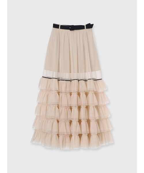 EIMY ISTOIRE（エイミーイストワール）の「チュールティアードレイヤードスカート（スカート・レディース・ホワイト/ピンクベージュ/ブラック・38/36/34）」の18枚目の写真