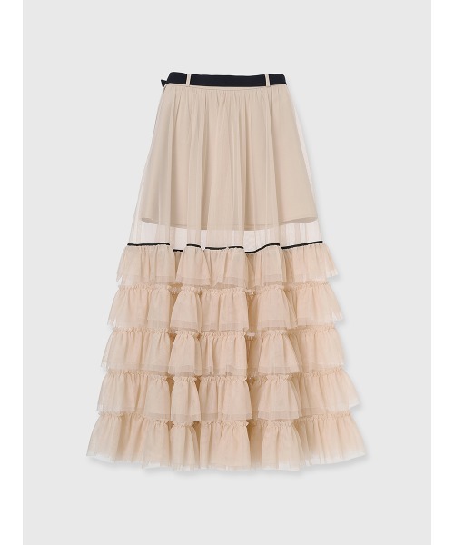 EIMY ISTOIRE（エイミーイストワール）の「チュールティアードレイヤードスカート（スカート・レディース・ホワイト/ピンクベージュ/ブラック・38/36/34）」の19枚目の写真