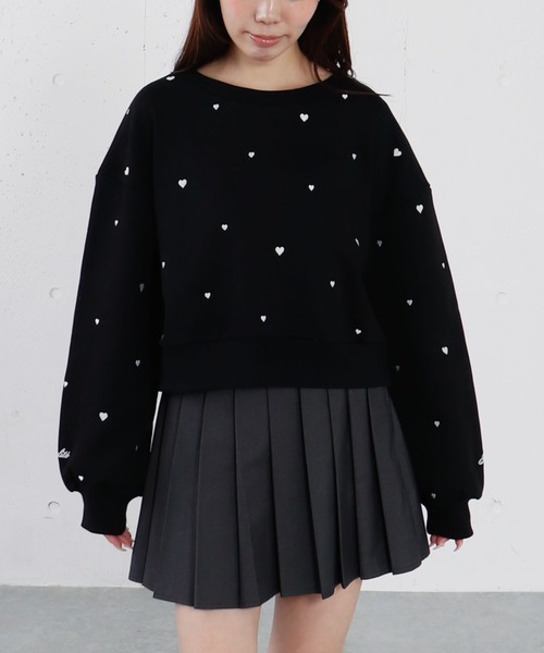 archives（アルシーヴ）の「ランダムハート刺繍スウェット（スウェット・レディース・グレー/ブラック/オートミール・MEDIUM）」の2枚目の写真