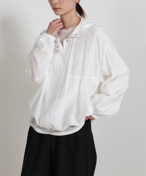 select MOCA（セレクトモカ）の「スタンドネックシアーフーディー（その他アウター・レディース・ブラック/オフホワイト・FREE）」の7枚目の写真