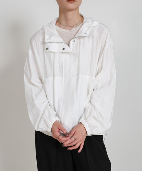 select MOCA（セレクトモカ）の「スタンドネックシアーフーディー（その他アウター・レディース・ブラック/オフホワイト・FREE）」の11枚目の写真