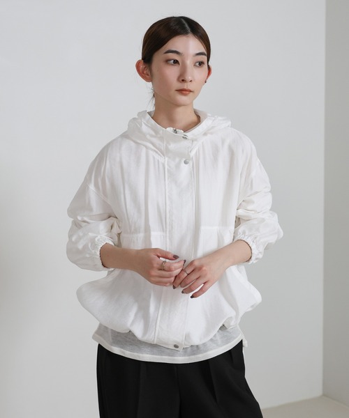 select MOCA（セレクトモカ）の「スタンドネックシアーフーディー（その他アウター・レディース・ブラック/オフホワイト・FREE）」の12枚目の写真