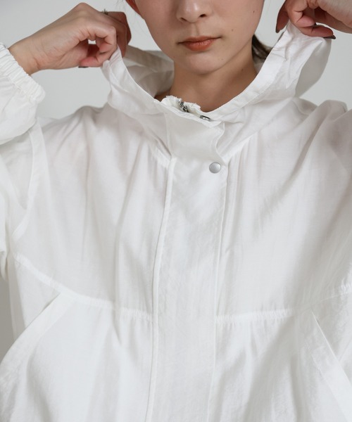 select MOCA（セレクトモカ）の「スタンドネックシアーフーディー（その他アウター・レディース・ブラック/オフホワイト・FREE）」の13枚目の写真