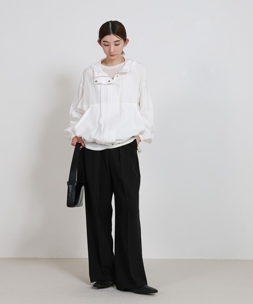 select MOCA（セレクトモカ）の「スタンドネックシアーフーディー（その他アウター・レディース・ブラック/オフホワイト・FREE）」の8枚目の写真