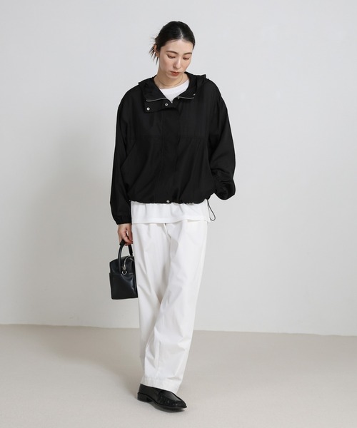 select MOCA（セレクトモカ）の「スタンドネックシアーフーディー（その他アウター・レディース・ブラック/オフホワイト・FREE）」の18枚目の写真