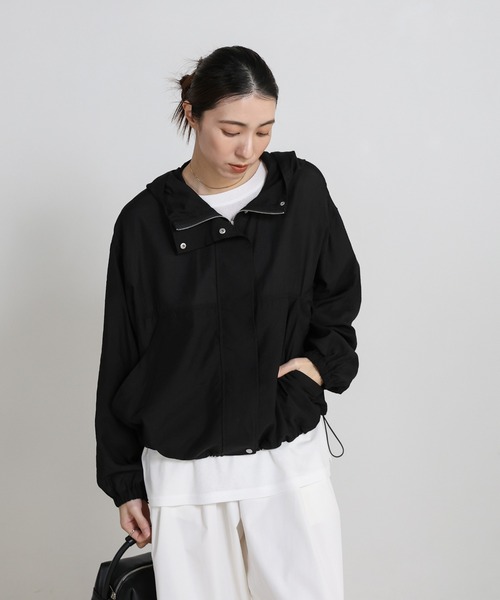 select MOCA（セレクトモカ）の「スタンドネックシアーフーディー（その他アウター・レディース・ブラック/オフホワイト・FREE）」の21枚目の写真