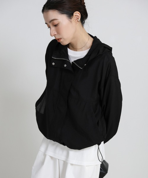 select MOCA（セレクトモカ）の「スタンドネックシアーフーディー（その他アウター・レディース・ブラック/オフホワイト・FREE）」の22枚目の写真