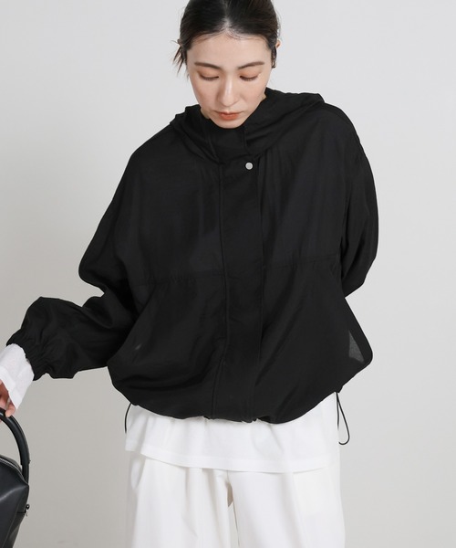 select MOCA（セレクトモカ）の「スタンドネックシアーフーディー（その他アウター・レディース・ブラック/オフホワイト・FREE）」の19枚目の写真