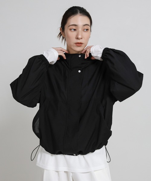 select MOCA（セレクトモカ）の「スタンドネックシアーフーディー（その他アウター・レディース・ブラック/オフホワイト・FREE）」の17枚目の写真