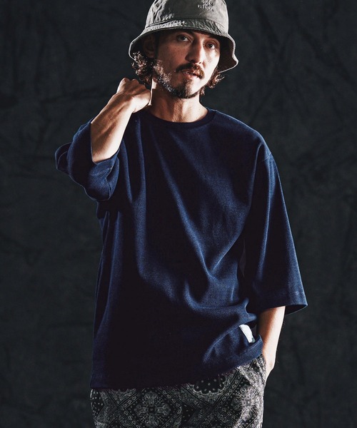 wjk reluxe（ダブルジェーケーリラックス）の「mt10161-indigo waffle SS cut sew カットソー(WR26S-05)（Tシャツ/カットソー・メンズ・ワンウォッシュ/インディゴブルー/ライトインディゴブルー・L/M/S）」の3枚目の写真