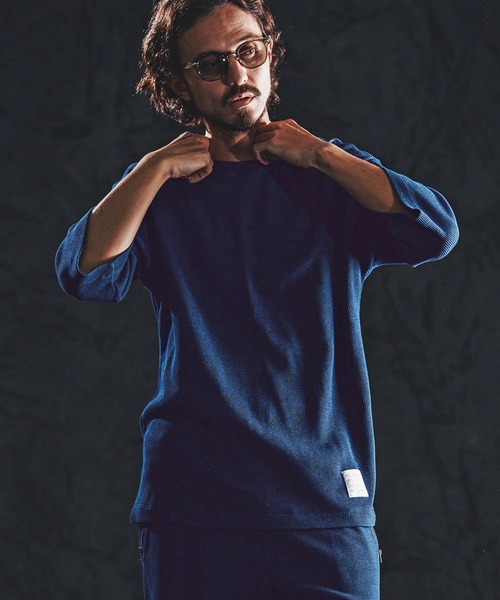 wjk reluxe（ダブルジェーケーリラックス）の「mt10161-indigo waffle SS cut sew カットソー(WR26S-05)（Tシャツ/カットソー・メンズ・ワンウォッシュ/インディゴブルー/ライトインディゴブルー・L/M/S）」の4枚目の写真