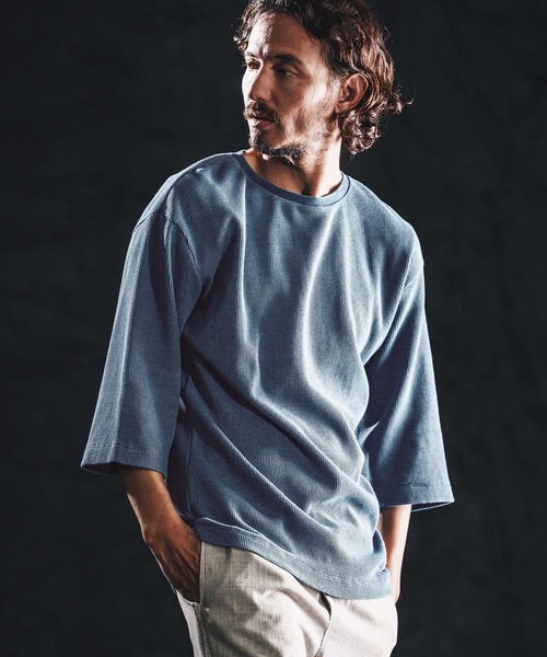 wjk reluxe（ダブルジェーケーリラックス）の「mt10161-indigo waffle SS cut sew カットソー(WR26S-05)（Tシャツ/カットソー・メンズ・ワンウォッシュ/インディゴブルー/ライトインディゴブルー・L/M/S）」の10枚目の写真