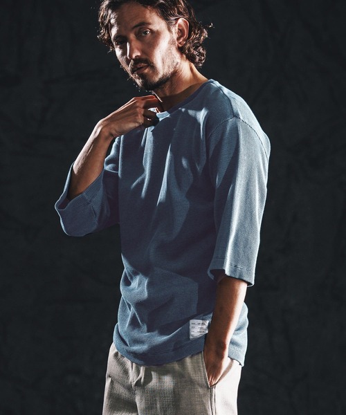 wjk reluxe（ダブルジェーケーリラックス）の「mt10161-indigo waffle SS cut sew カットソー(WR26S-05)（Tシャツ/カットソー・メンズ・ワンウォッシュ/インディゴブルー/ライトインディゴブルー・L/M/S）」の11枚目の写真