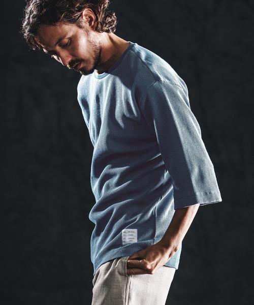wjk reluxe（ダブルジェーケーリラックス）の「mt10161-indigo waffle SS cut sew カットソー(WR26S-05)（Tシャツ/カットソー・メンズ・ワンウォッシュ/インディゴブルー/ライトインディゴブルー・L/M/S）」の12枚目の写真