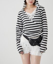 WHO'S WHO gallery | スタッズリブカシュクールフーディ(パーカー)