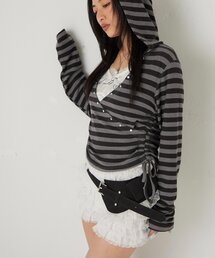 WHO'S WHO gallery | スタッズリブカシュクールフーディ(パーカー)