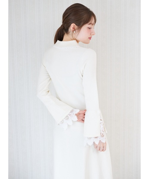 tocco closet（トッコ　クローゼット）の「レース付きポロニットロングワンピース（ワンピース・レディース・アイボリー/ネイビー/ピンク・M）」の9枚目の写真