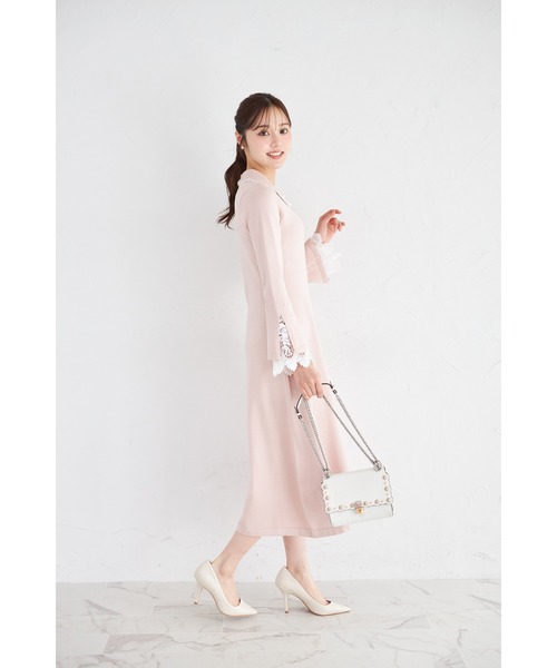 tocco closet（トッコ　クローゼット）の「レース付きポロニットロングワンピース（ワンピース・レディース・アイボリー/ネイビー/ピンク・M）」の19枚目の写真
