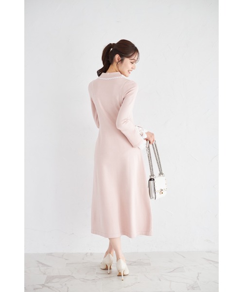 tocco closet（トッコ　クローゼット）の「レース付きポロニットロングワンピース（ワンピース・レディース・アイボリー/ネイビー/ピンク・M）」の20枚目の写真