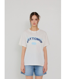 BUTTON UP（ボタンアップ）の「BUTTONUP ロゴプリントボックスTシャツ (ホワイト)（Tシャツ/カットソー）」
