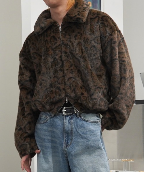 GLARE(グレア)の「【GLARE】レオパード クロップド ファーブルゾン / Leopard Cropped Fur Blouson(ブルゾン・メンズ・グレー/ブラウン・M/L)」の12枚目の写真