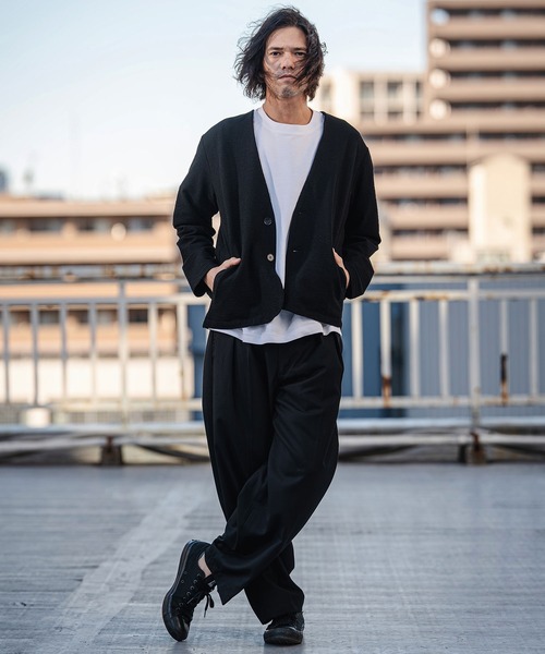 CAMBIO(カンビオ)の「mj11354- サッカーノーカラーカーデジャケット(CA04-61422)(ノーカラージャケット・メンズ・ブラック/グレイッシュベージュ・M/L/XL)」の6枚目の写真