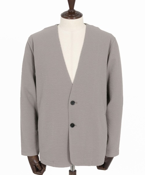 CAMBIO(カンビオ)の「mj11354- サッカーノーカラーカーデジャケット(CA04-61422)(ノーカラージャケット・メンズ・ブラック/グレイッシュベージュ・M/L/XL)」の15枚目の写真