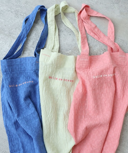 bulle de savon（ビュルデサボン）の「ロゴ トートバック（トートバッグ・レディース・ライム/ピンク/ブルー・FREE）」の10枚目の写真