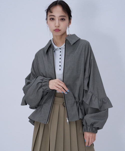 HARE(ハレ)の「スリーブフリルステンブルゾン(HARE)(ブルゾン・レディース・ブラック/チェック・FREE)」の13枚目の写真