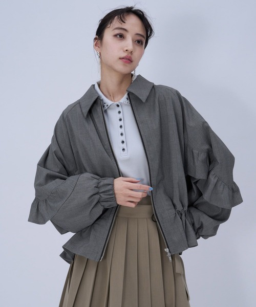 HARE(ハレ)の「スリーブフリルステンブルゾン(HARE)(ブルゾン・レディース・ブラック/チェック・FREE)」の14枚目の写真