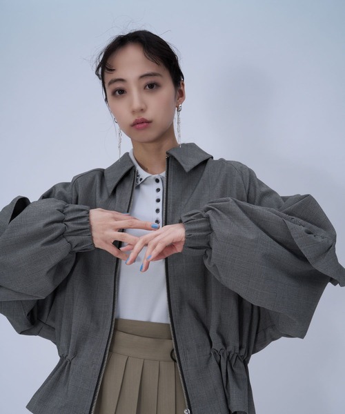 HARE(ハレ)の「スリーブフリルステンブルゾン(HARE)(ブルゾン・レディース・ブラック/チェック・FREE)」の15枚目の写真