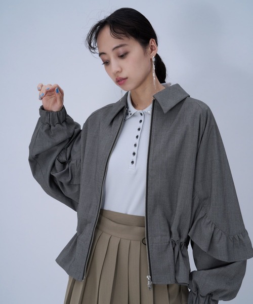 HARE(ハレ)の「スリーブフリルステンブルゾン(HARE)(ブルゾン・レディース・ブラック/チェック・FREE)」の16枚目の写真