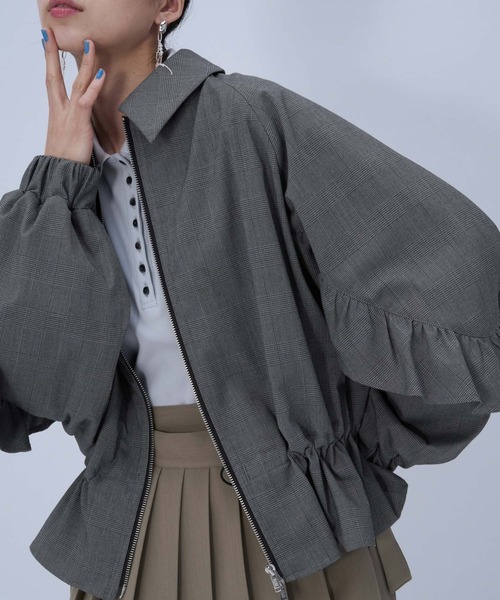 HARE(ハレ)の「スリーブフリルステンブルゾン(HARE)(ブルゾン・レディース・ブラック/チェック・FREE)」の17枚目の写真