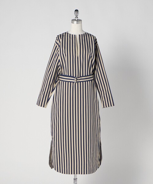 LOEFF（ロエフ）の「＜LOEFF＞ストライプ Vネック ドレス（ワンピース・レディース・ネイビー/ケリーグリーン・1/0）」の2枚目の写真